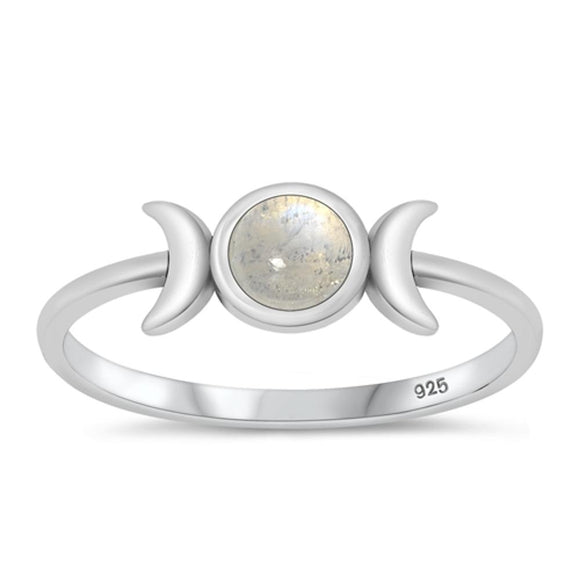 Sterling Silver Moonstone Moon & Sun Ring