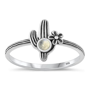 Sterling Silver Moonstone Cactus Ring