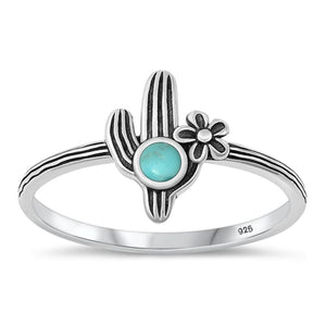 Sterling Silver Turquoise Cactus Ring