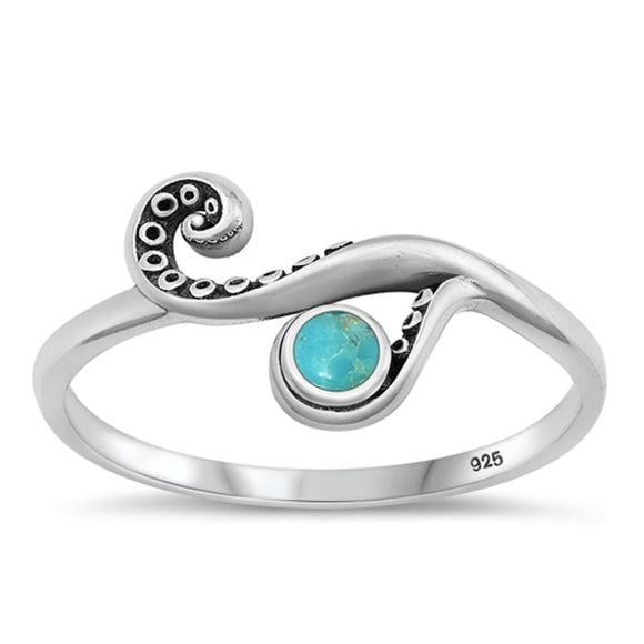 Sterling Silver Turquoise Octopus Tentacle Ring