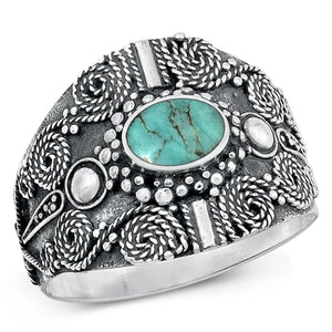 Sterling Silver Turquoise Bali Ring