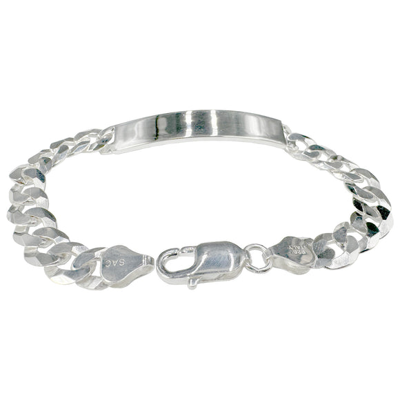 Curb ID 180 - 7.8mm - Sterling Silver Flat Curb ID Bracelet