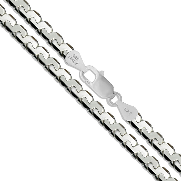 Serpentine Flat 200 - 2.9mm - Sterling Silver Serpentine Chain Necklace