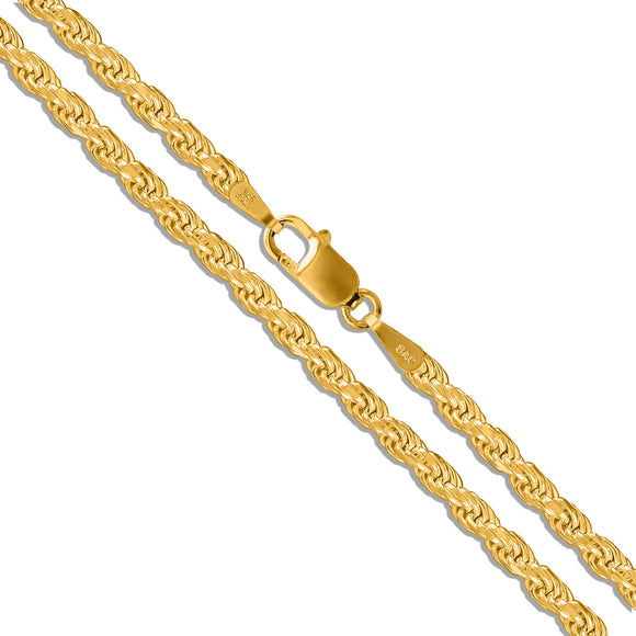 Rope Gold Plated 060 - 2.8mm - Sterling Silver Rope Chain Necklace