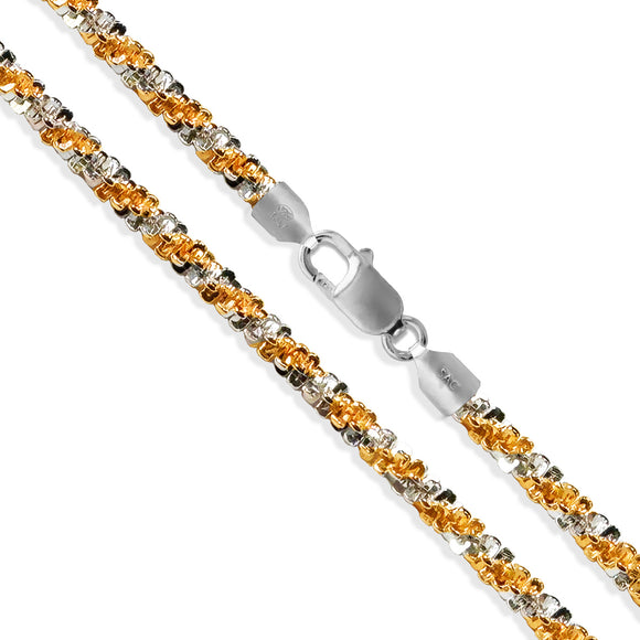 Criss Cross 2-Tone 050 - 2.2mm - Sterling Silver Criss Cross Chain Necklace