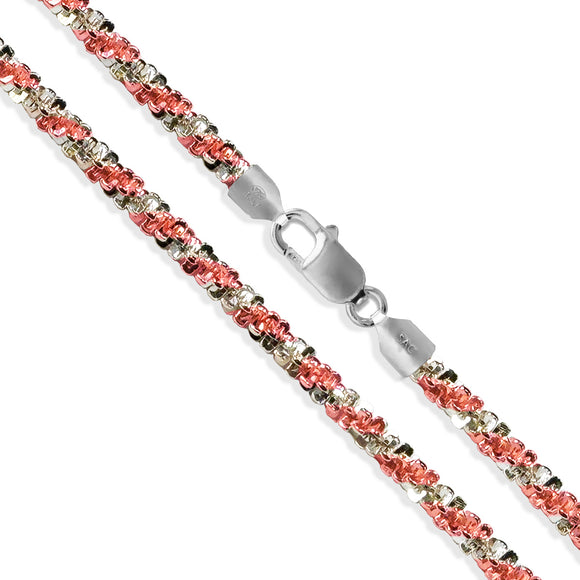 Criss Cross Rose 2-Tone 050 - 2.2mm - Sterling Silver Criss Cross Chain