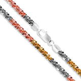 Criss Cross Tri-Color 030 - 1.8mm - Sterling Silver Criss Cross Chain