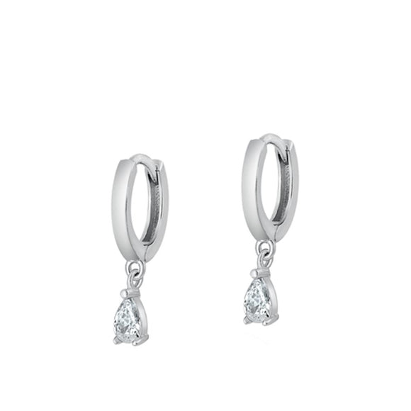 Sterling Silver Classic High Polished Clear CZ Endless Hoop Earrings 925 New