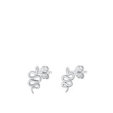 Sterling Silver Unique Cute High Polished Snake Stud Earrings 925 New