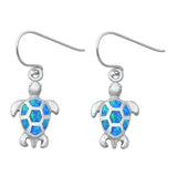 Sterling Silver Wholesale Blue Synthetic Opal Sea Turtle Ocean Earrings 925 New