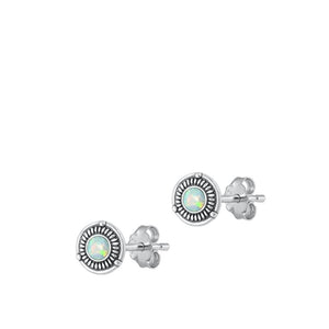 Sterling Silver Chic Fashion White Synthetic Opal Bali Earrings 925 New