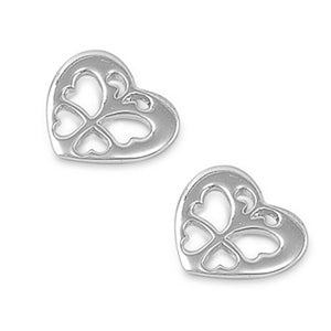 Heart Cutout Earrings .925 Sterling Silver