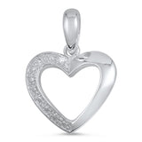 Pendant Heart Outline Clear Simulated CZ .925 Sterling Silver High Polish Charm