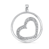 Sterling Silver Promise Heart Hoop Pendant Love Forever Charm Clear CZ New 925