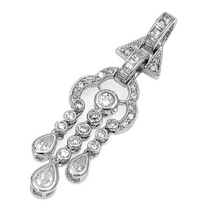 Cloud Elegant Drop Dangle Pendant Clear Simulated CZ .925 Sterling Silver Charm