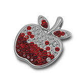 Studded Dual Tone Apple Pendant Clear Simulated CZ .925 Sterling Silver Charm