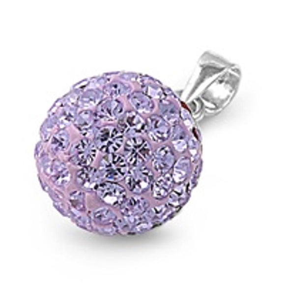 Sterling Silver Fashion Lavender CZ Disco Ball Pendant Unique Fashion Charm 925