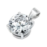 Solitaire Elegant Circle Pendant Clear Simulated CZ .925 Sterling Silver Charm