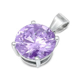 Solitaire Classic Circle Pendant Simulated Lavender .925 Sterling Silver Charm