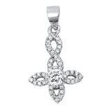 Studded Peter's Cross Pendant Clear Simulated CZ .925 Sterling Silver Charm