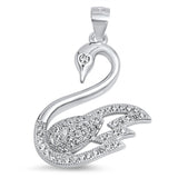 Bird Swan Pendant Clear Simulated CZ .925 Sterling Silver Beauty Wing Charm