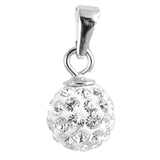 Sterling Silver Disco Ball Tiny Encrusted Sphere Pendant Clear Rhinestone Charm