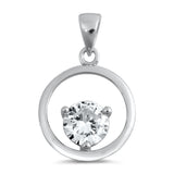 Sterling Silver Simple Clear CZ Pendant Elegant Eternity Endless Circle Charm