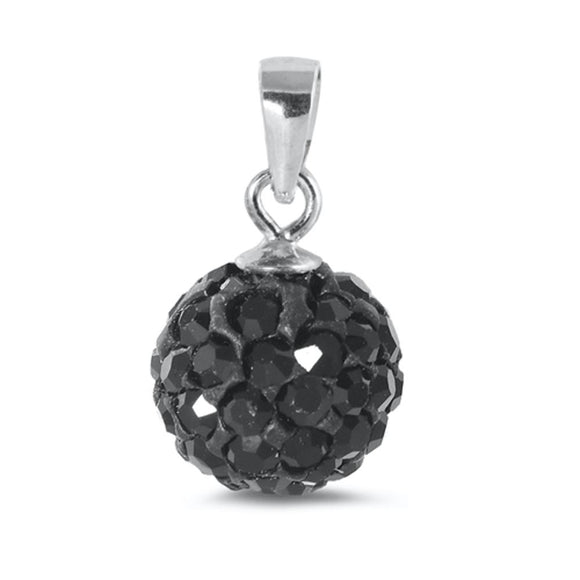 Sterling Silver Unique Black CZ Disco Ball Pendant Fun Abstract Charm 925 New