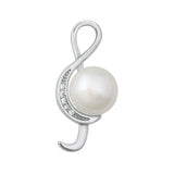 Sterling Silver Music Note Mother of Pearl Pendant Treble Clef Musician Charm