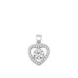 Sterling Silver Clear CZ Promise Heart Pendant Anniversary Love Romantic Charm