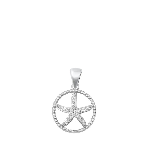 Sterling Silver Unique Clear CZ Starfish Pendant Ocean Sea Beach Charm 925 New