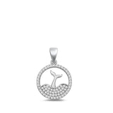 Sterling Silver Wholesale Clear CZ Whale Tail Pendant Ocean Bling Beach Charm