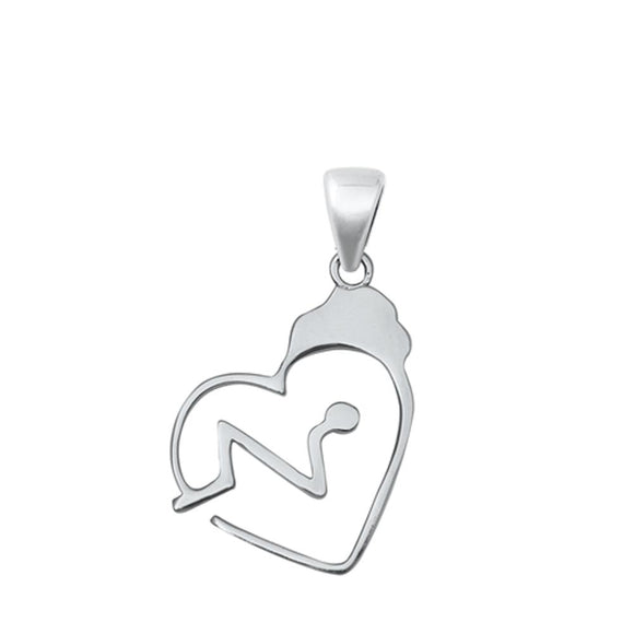 Sterling Silver Unique EKG Heart Lifeline Pendant Doctor Nurse Medical Charm 925