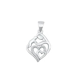 Sterling Silver Fashion Clear CZ Pendant Mother Child Love Heart Charm 925 New