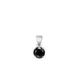 Sterling Silver Fashion Black CZ Pendant Round Solitaire Fashion Charm 925 New