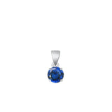 Sterling Silver Beautiful Blue Sapphire CZ Pendant Round Fashion Charm 925 New