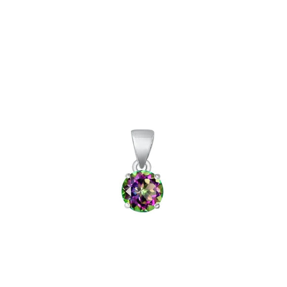 Sterling Silver Wholesale Rainbow Topaz CZ Pendant Solitaire Charm 925 New