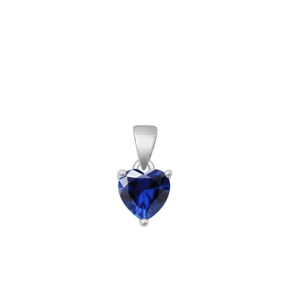 Sterling Silver Unique Blue Sapphire CZ Pendant Solitaire Fashion Charm .925 New