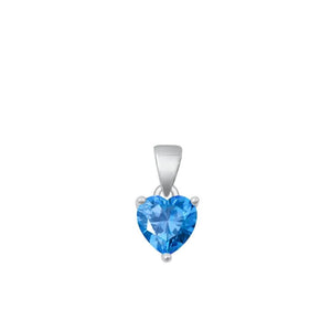 Sterling Silver Solitaire Blue Topaz CZ Heart Pendant 925 New Love Fashion Charm