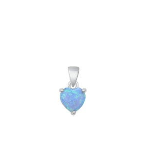 Sterling Silver Light Blue Lab Opal Heart Charm High Polished Pendant .925 New