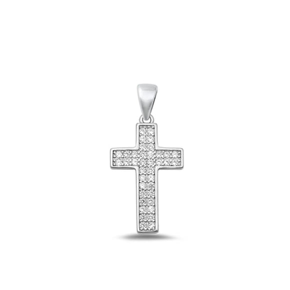 Sterling Silver Christian Love CZ Cross Cluster Pendant Faith Charm .925 New