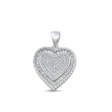 Sterling Silver Fashion Sparkly Cluster CZ Heart Pendant .925 New Love Charm