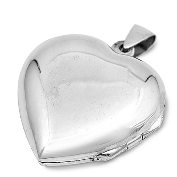 Sterling Silver High Polish Heart Locket Pendant Love Promise Engravable Charm