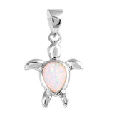 Leatherback Sea Turtle Pendant White Simulated Opal .925 Sterling Silver Charm