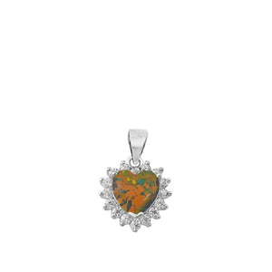 Sterling Silver Mystic Synthetic Opal Pendant Vintage Burst Elegant Halo Charm