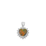 Sterling Silver Mystic Synthetic Opal Pendant Vintage Burst Elegant Halo Charm