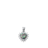 Sterling Silver Chic Rainbow Topaz CZ Heart Halo Love Pendant Charm 925 New