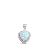 Tiny Love Heart Pendant White Simulated Opal .925 Sterling Silver Promise Charm