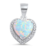 Tiny Promise Heart Pendant White Simulated Opal .925 Sterling Silver Cute Charm