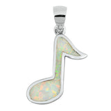 Sterling Silver Music Note Pendant Musician Charm White Synthetic Opal 925 New